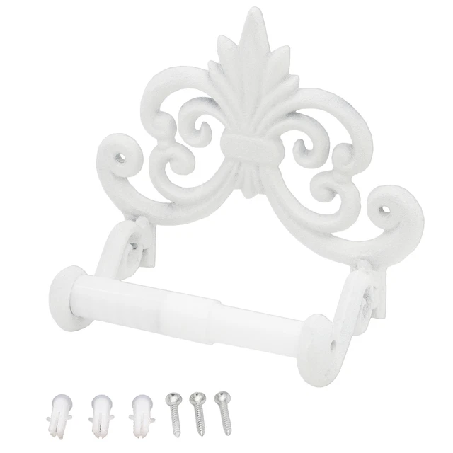 Cast Iron Toilet Paper Holder Powder White, w/Wall Mounting Hardware