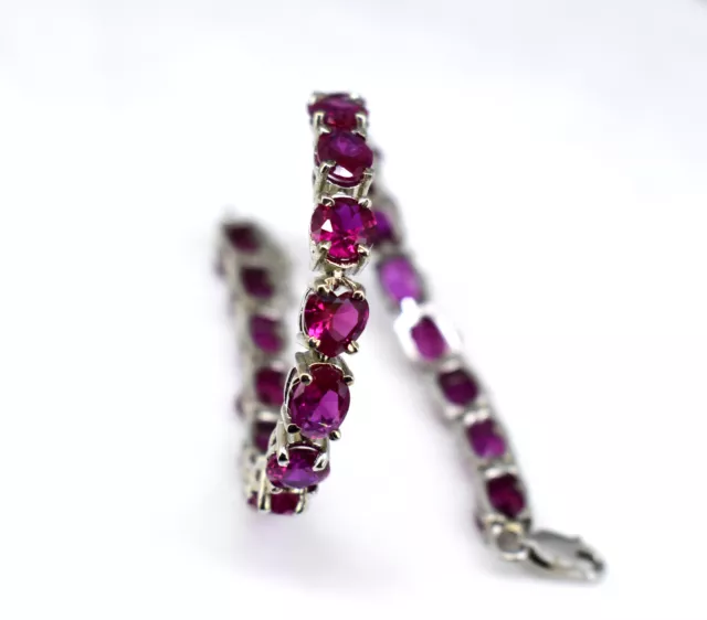 70.90 CTS NATURAL Red Ruby Mix Shape 925 Sterling Silver Bracelet 7.9 ...