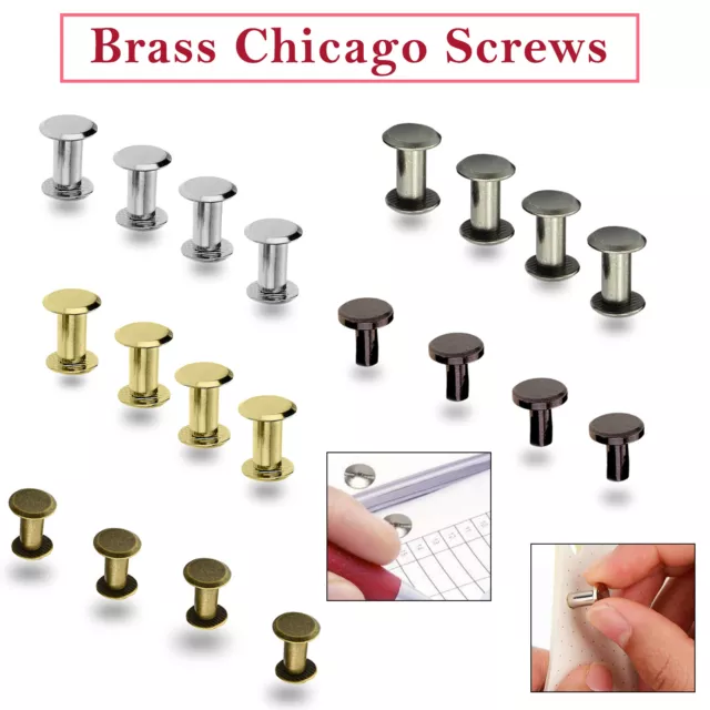 Chicago Screws Rivets Studs Brass For Leather Craft Belt Bookbinding 10/20/50pcs