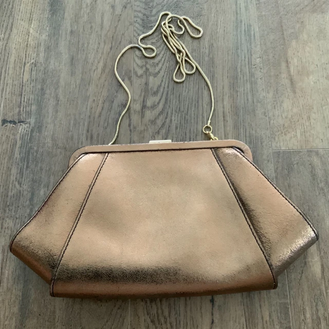ZAC by ZAC POSEN CLUTCH SHOULDER BAG PURSE w LONG DETACHABLE STRAP in GOLD COLOR