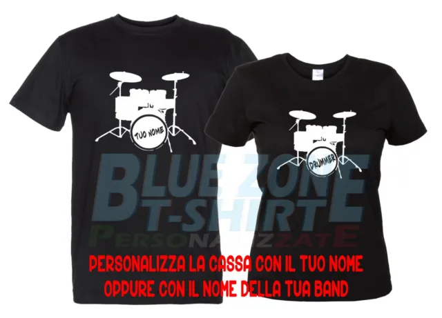 Drummer Maglietta Batterista Personalizzata con Nome o tua Band t-shirt Batteria