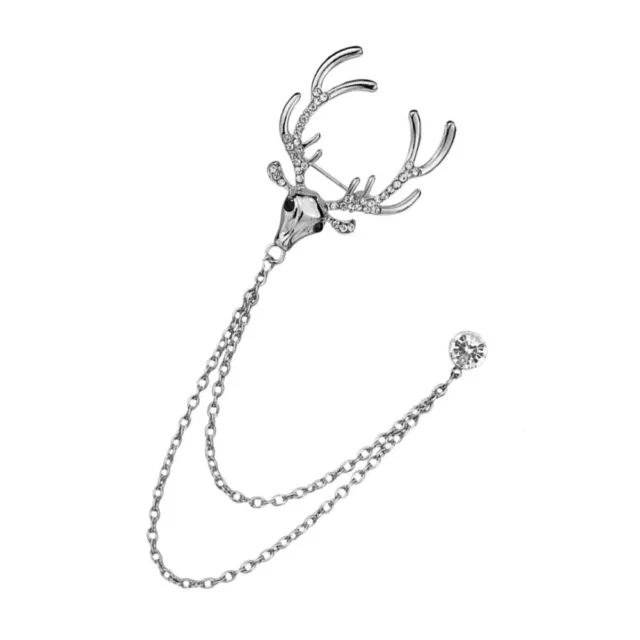 Hanging Chain Lapel Pin Badge with Chains Brooch Elk Christmas