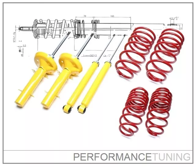 Kit Suspension Sport Amortisseurs + Ressorts -50/-40mm - AUDI A3 8L - TA-Technix