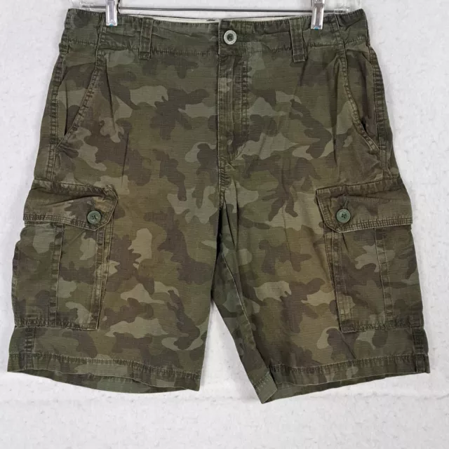 RuffHewn Shorts Cargo Camo green Mens 33 X 10 Pockets Outdoor Casual