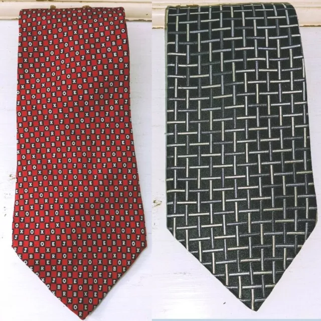 2 Mens Imported 100% Silk Ties Blue and Metallic from Arrow and Red by Joe Boxer