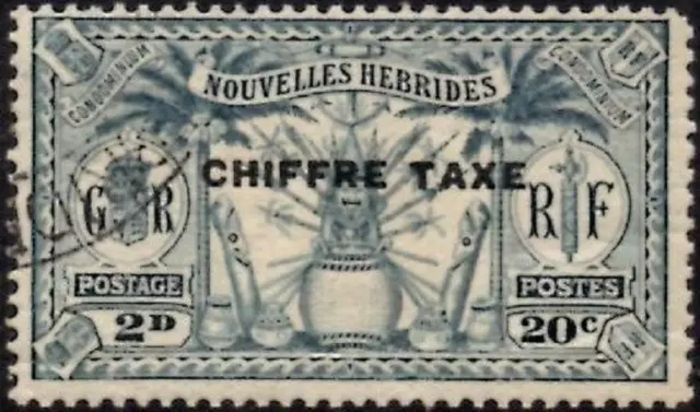 New Hebrides (French) 1925 Postage Due 20c (2d) Grey    SG.FD54 Used