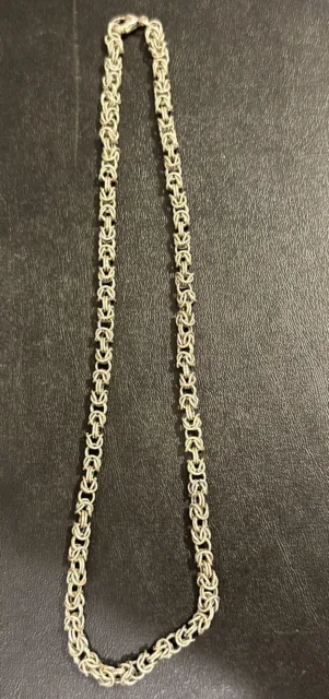 Sterling Silver Byzantine Link Chain 925 Necklace Approximately 18” & 5mm