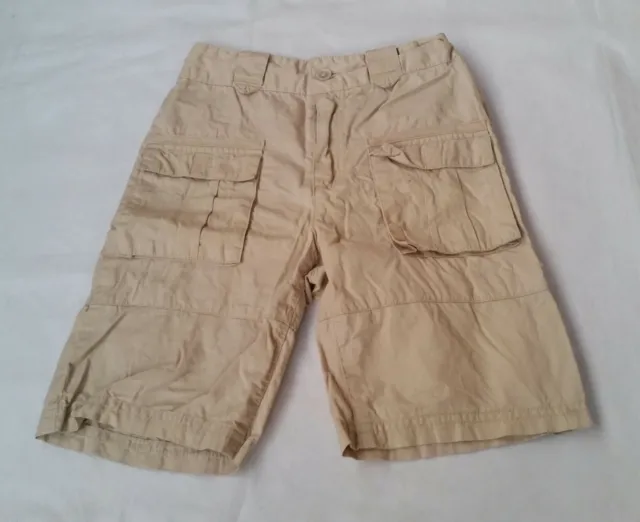 Boy's Cargo Shorts Size 6-7 Junior by David Jones Long Casual Tan Summer Zip Fly