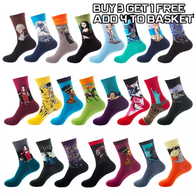 [Men/Women] Famous World Painting Van Gogh Monet Munch Art Funny Novelty Socks