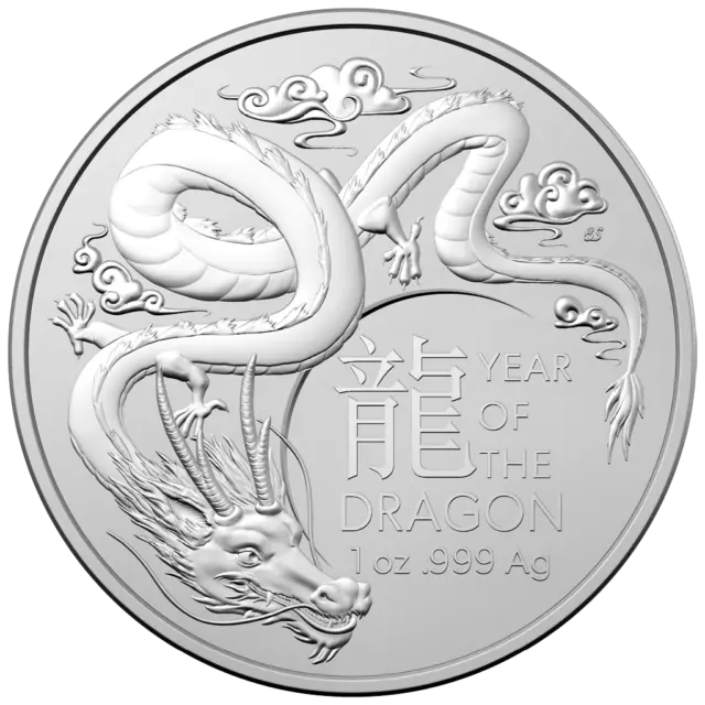 2024 Australia Year of the Dragon BU 1 oz Silver Coin by Royal Australian Mint