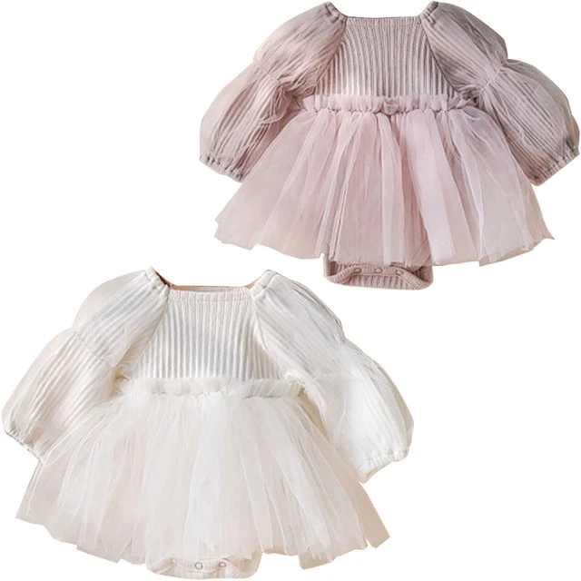 Tutù abito principessa neonata maniche lunghe maglia