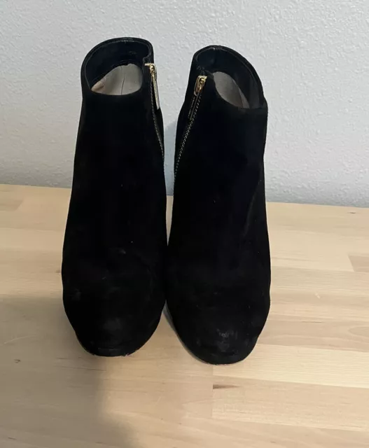 Michael Kors Women's Haven Boots Block Heel Hidden Platform Black Suede Size 9 M 3