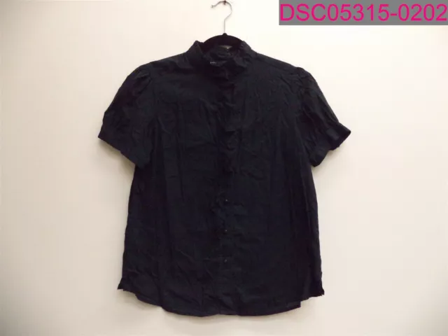 Marc Jacobs Women's Short Sleeve Button Down Black Shirt Top Size 10