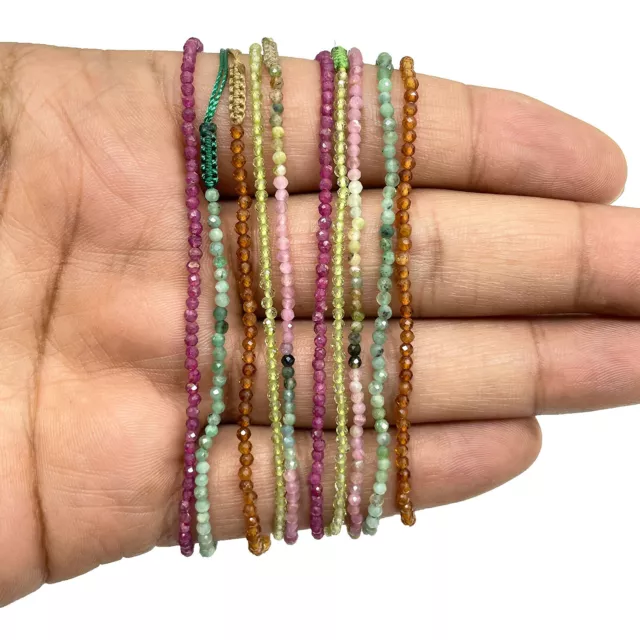 10 Stück Natürlich Multi Edelsteine Facettierte Perlen Handmade Armbänder - 3