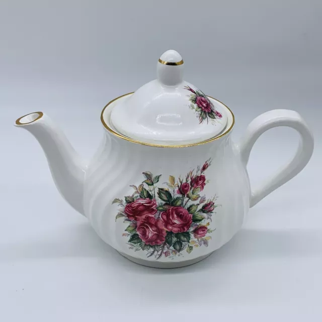 Arthur Woods And Son Staffordshire England Rose Teapot #6249 5”T 7”W