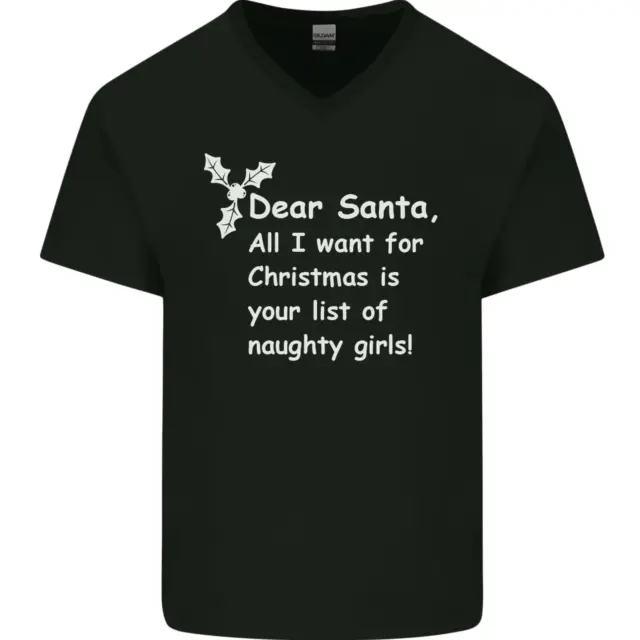 Babbo Natale Cattivo Ragazze Divertente Natale Uomo Scollo A V Cotone T-Shirt