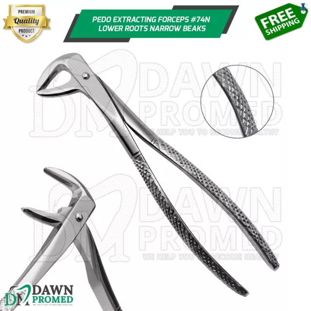 Pedo Extracting Forceps #74N Lower Roots Narrow Beaks Dental Instrument German G