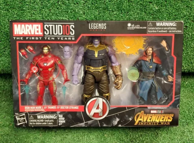 Marvel Legends Marvel Studios 10th Anniversary Infinity War 3 Pack: Iron  Man Mark L, Thanos & Dr. Strange