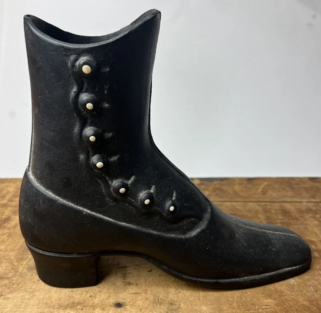 Cast Iron Antique Victorian Ladies Boot Door Stop Match Stick Holder