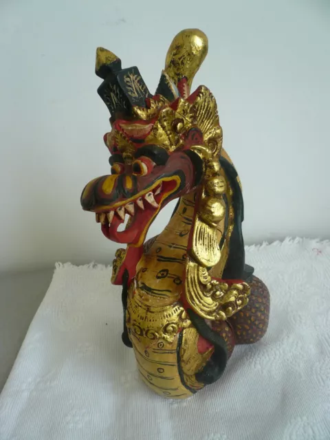 Dragon Ancien Balinais En Bois Polychrome