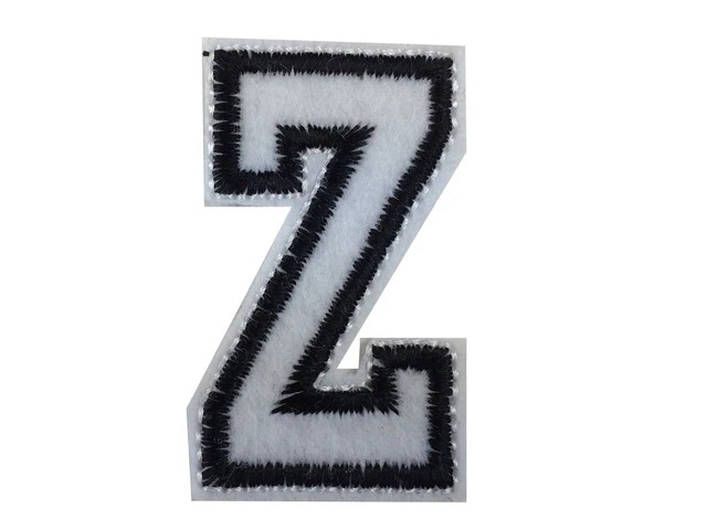 Lot de 52 écussons brodés à repasser avec lettres de l'alphabet de A à Z, pour chapeaux, chemises, jeans, sacs - Blanc