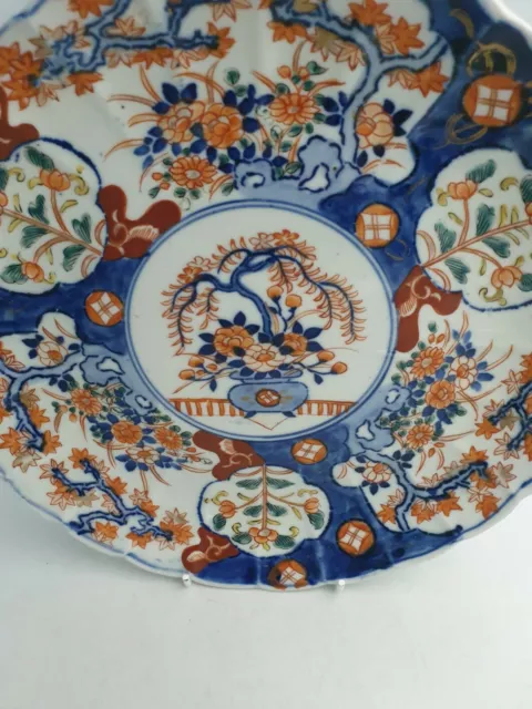 Antique Japanese Imari Saji Kaisha Porcelain Plate Hand Painted Floral Scalloped 3