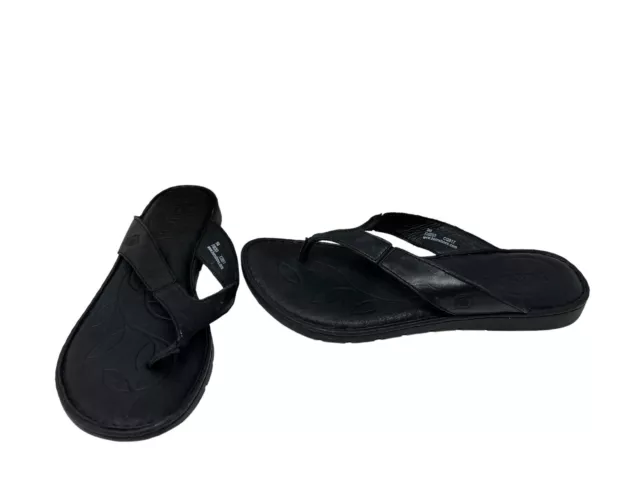 Women's Born Black Leather Flip Flop Thong Sandals Flats Size 8 M "Amelie"
