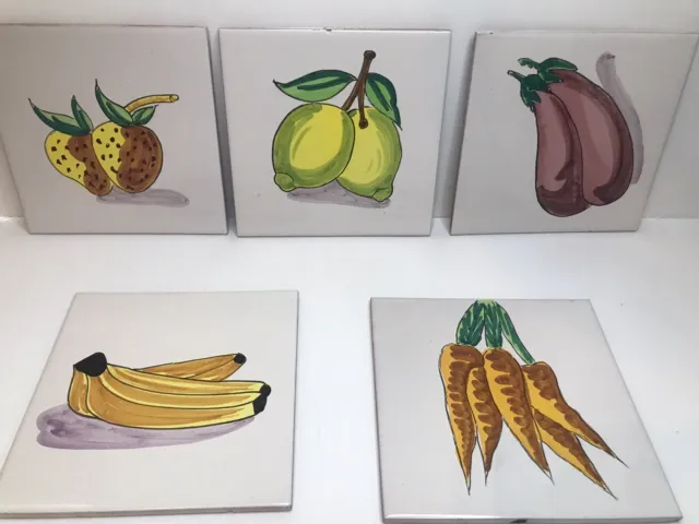 Handpainted Fruit and Vegetable Tiles Made in Spain ‘Alcora-Espana Tiles A.S.A.’