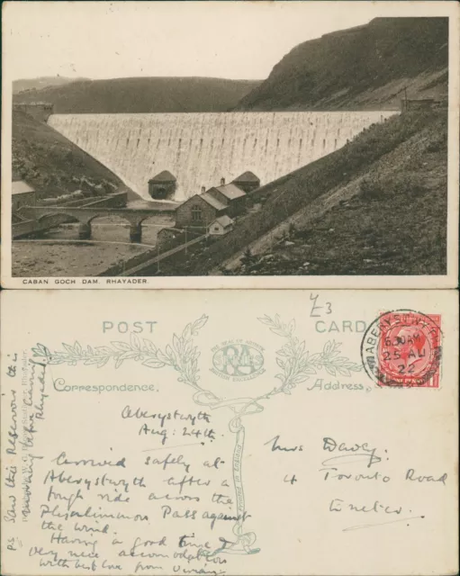 Rhayader Caban Goch Dam GB 1922 Cancel WG Bacon RA Series