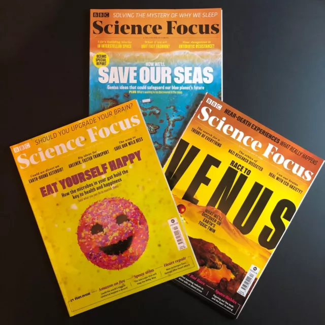 BBC Science Focus Magazine x3 Bundle 2019 Weltraum, Wale, Natur, Oktober November Dezember