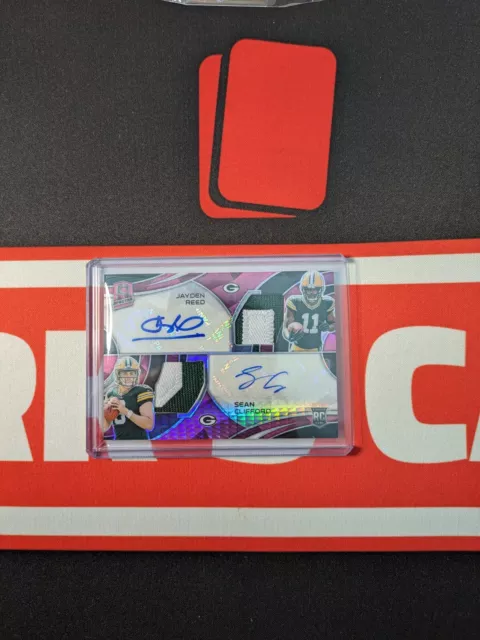 Jayden Reed Sean Clifford Dual Patch Auto Bookend 25/25 Neon Pink Hyper Packers