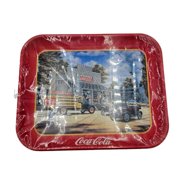 1997 Coca Cola Metal Tray  All Aboard Pamela Renfroe   Nice