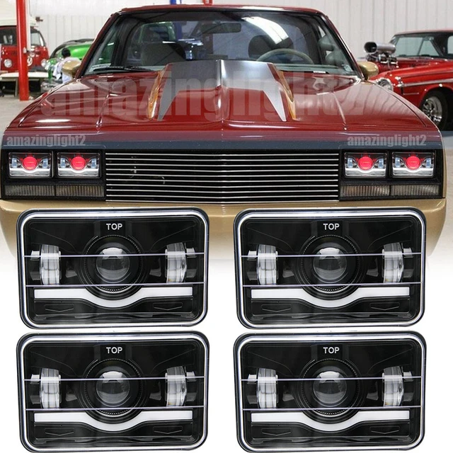 Fit Chevrolet Camaro Iroc-Z Z28 1982-1992 4PCS 4x6" LED Headlights Hi/Lo Beam H4