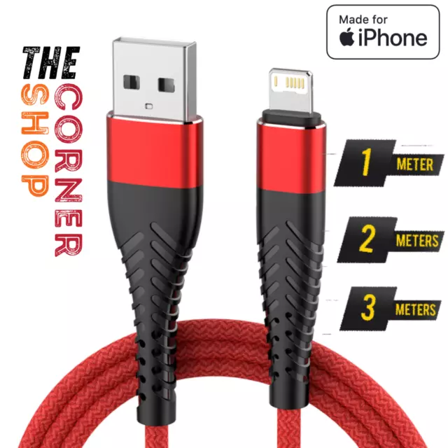 Pour IPHONE Résistant Tressé Chargeur Rapide Apple Câble USB 11 12 13 14 Pro