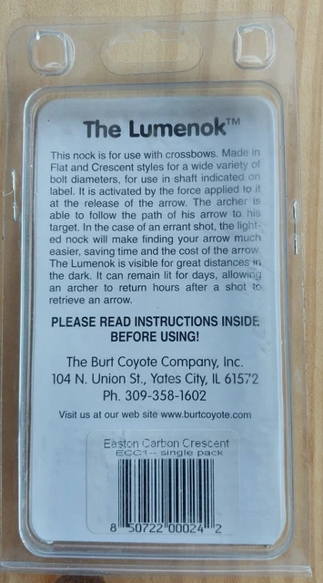 Lumenok Crossbow Bolt Lighted Nock Easton/Beman Crescent ECC Fits .297 Lot of 3 3
