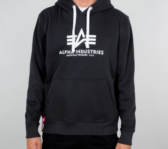 Alpha Industries Pullover con Cappuccio Uomo Base Felpa Grigio Scuro 178312-466