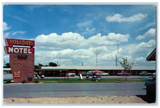 c1960 Holiday Motel Highway West Exterior Building Street Dalhart Texas Postcard