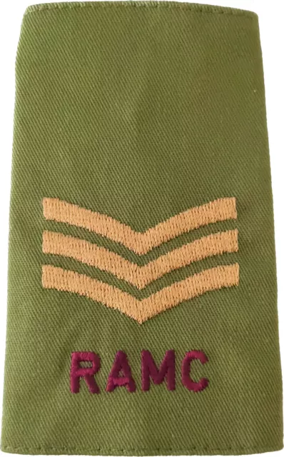 Royal Army Medical Corps RAMC Bronze On Olive Green Sergeant SGT RANK SLIDE