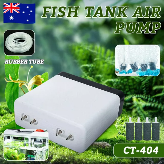 Silent Air Pump Large Aquarium Fish Tank Pump Hydroponic Oxygen 4 Outlet 8W Pump