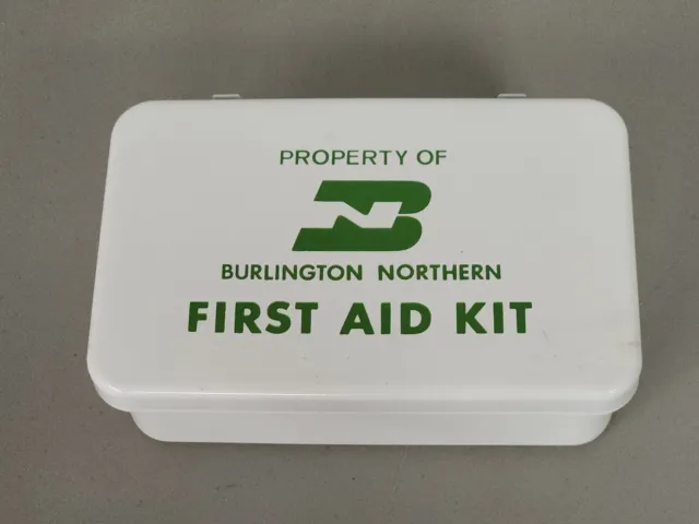 Vintage BN Burlington Northern Railroad First Aid Kit - Metal