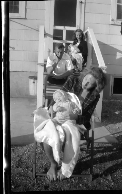 Portrait Family Women With Children Staircase - Negative Photo Old An. 1930 40