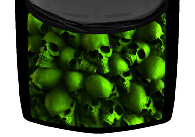 Grunge 3D Skulls Pile Lime Green Black Truck Vinyl Decal Car Graphic Hood Wrap