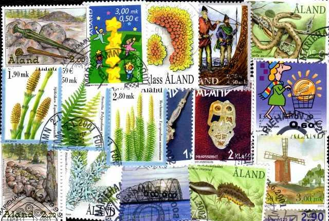 Aland collections de 10 à 300 timbres différents neufs et oblitérés
