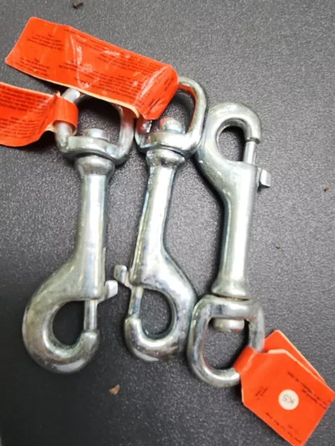 (3)-Zinc Plated 4" Long  Swivel Round 5/8" Eye Bolt Snap 245471, 110 lbs. Rating