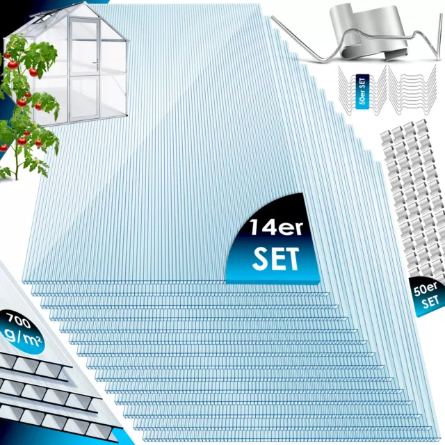14x Polycarbonat Hohlkammerstegplatten 4mm Doppelstegplatte Hohlkammerplatten