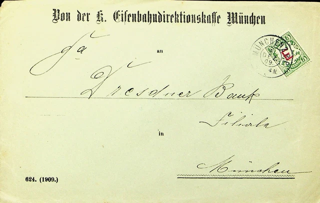 Sephil Deutschland Bayern 1909 5pf W / Zoll E " Ovpt Auf Abdeckung Von Und Sich