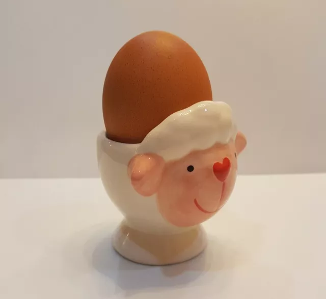 WHITE SHEEP Figurine Egg Cup Lovely Thai Vintage Ceramic Kitchen Collect Home 3