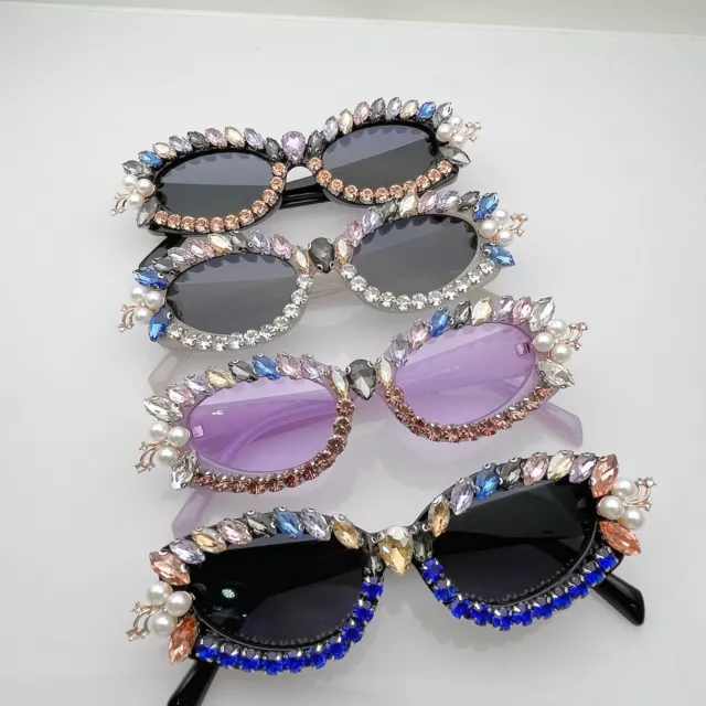 Womens Sunglasses UV400 Bling Colorful Rhinestone Personalized For Party C