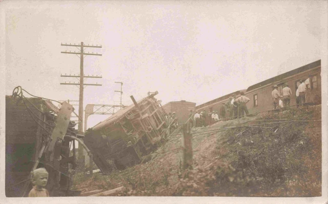RPPC Train Derailment Chicago Great Western Railroad Unknown Location Postcard