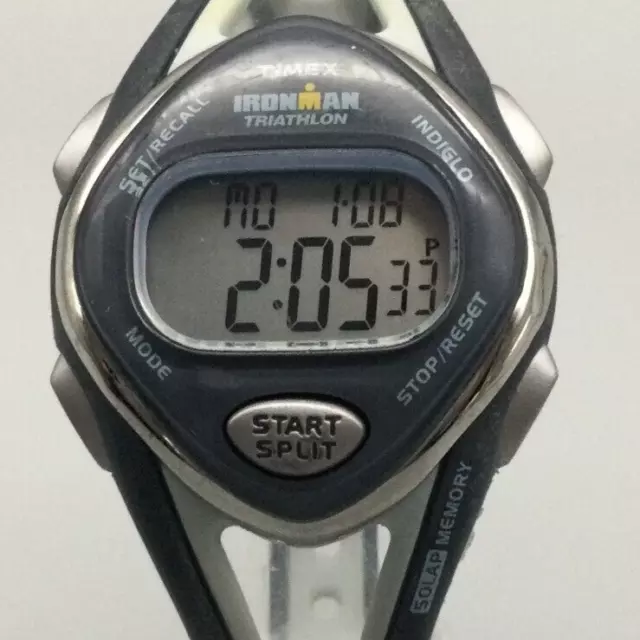Timex Ironman Triathlon Watch Women 34mm Gray Silver Tone 50 Lap New Battery